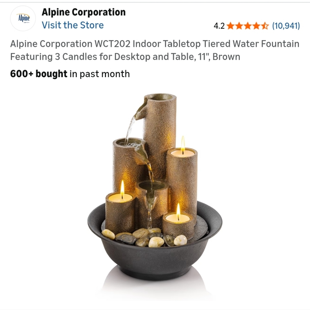 Alpine Corporation Tabletop Tiered Water Fountain Tealight Holder